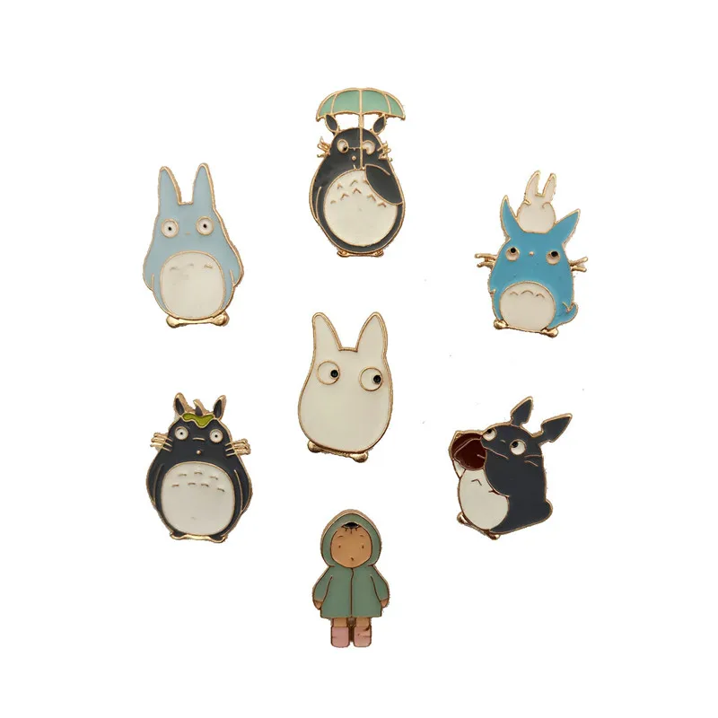 

mixed 7pcs/ lot fashion jewelry accessories cartoon metal enamel pin badge Totoro