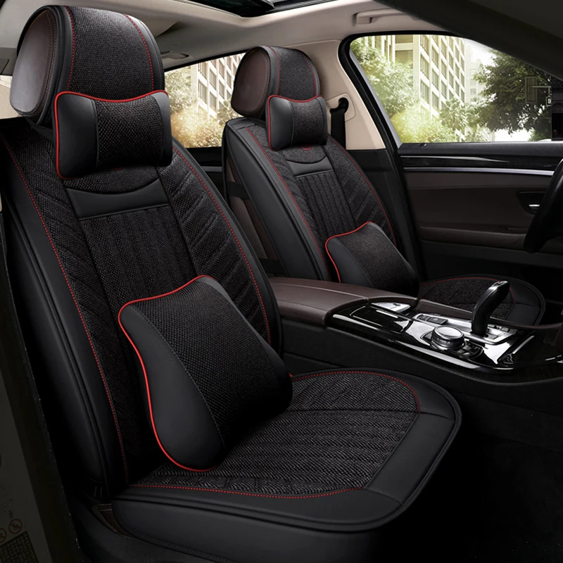 

leather flax car seat covers for Land Rover discovery 3 4 5 sport Freelander 2 car accessories 3D car seat protector