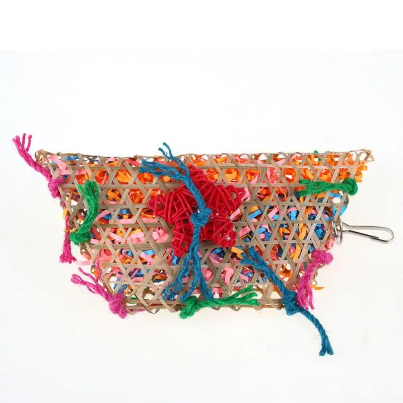 Bird Toys Colorful Bamboo Weave Wooden Swing Parrot Toys Climbing and Biting Bird Cage Accessories parrot toy,bird toy,bird cage accessories,bird swing toy