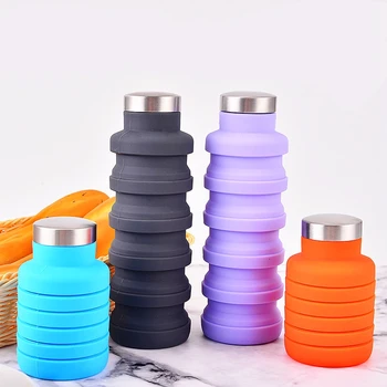 

500ML Portable Silicone Water Bottle Retractable Folding Coffee Bottle Outdoor Travel Drinking Collapsible Sport Drink Kettle