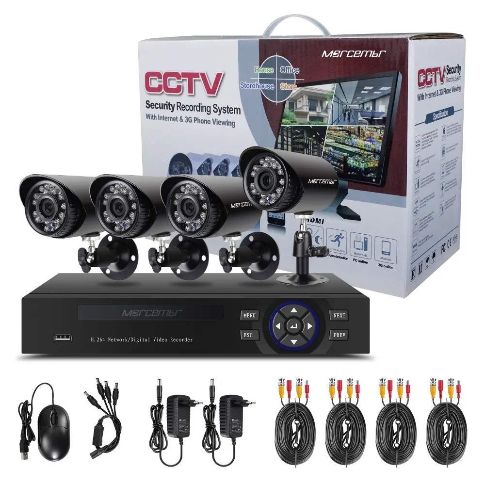 

Morcembr 720P Security Camera System Set Video Surveillance Kits Home Security Camera 1.0MP 4CH CCTV Cameras