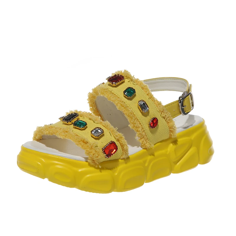 

2019 new summer wild muffin platform beach shoes rhinestone sandals women