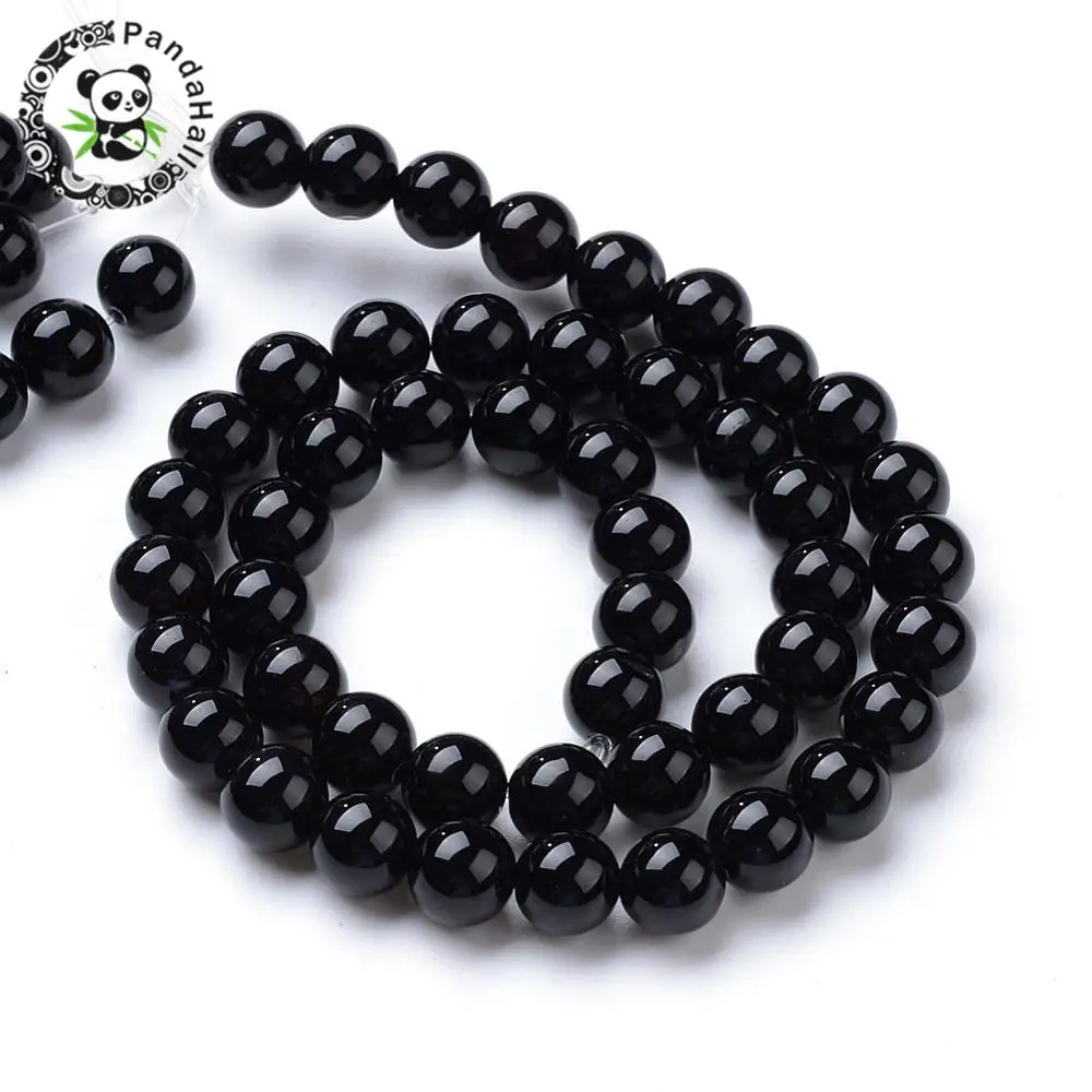 

5Strands Natural Black Round Bead Strands for Jewelry Making DIY Bracelet Necklace 8~8.5mm Hole: 1mm; about 47pcs/strand 15.5"