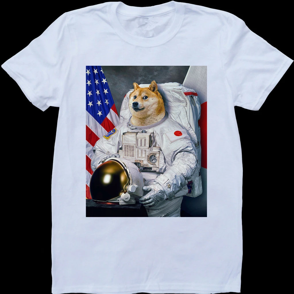Новая модная брендовая футболка Doge Astronaut забавная мужская белая на заказ в стиле