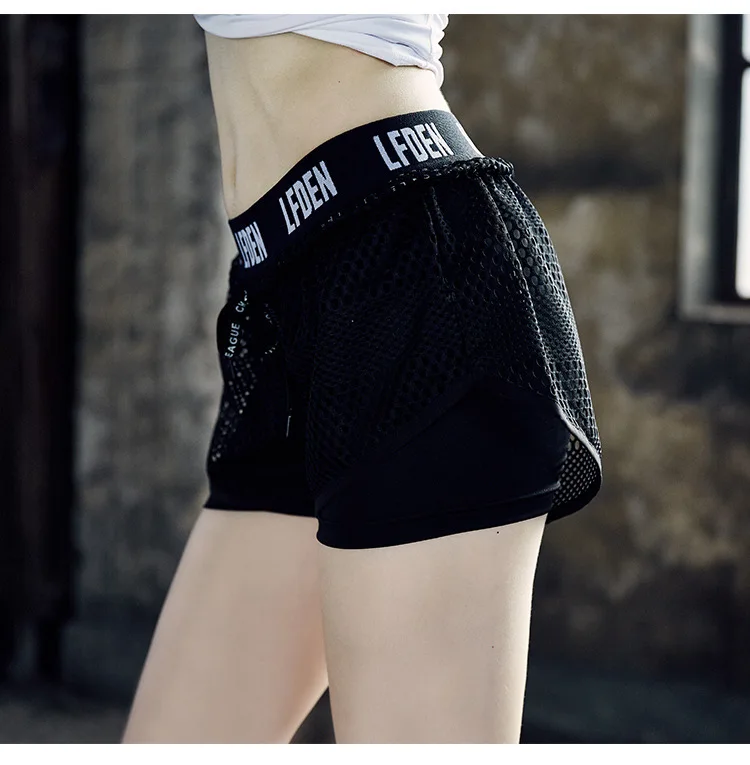 Женские беговые шорты зарядки фитнеса с meach высокое эластичные анти-светильник yoga! футболка с короткими