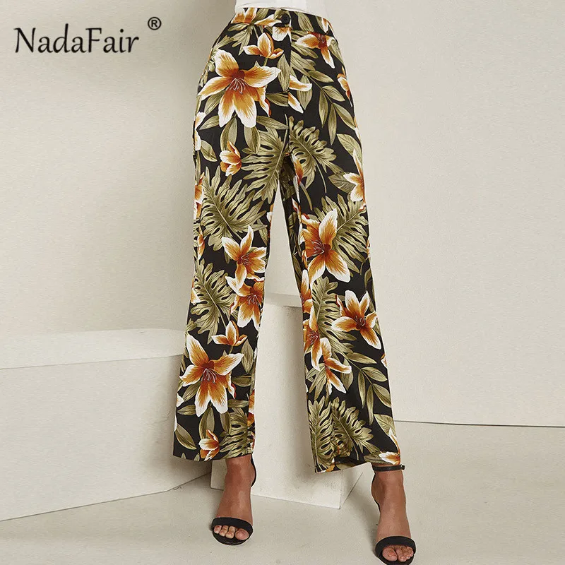 Женские прямые брюки Nadafair элегантные Капри до щиколотки с цветочным принтом и