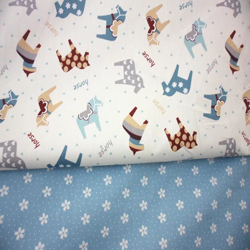 

Hot sale Printed Horse 100% Cotton Twill Baby Quilting Fabric by meter for DIY Sewing Patchwork fabric sheet fabric