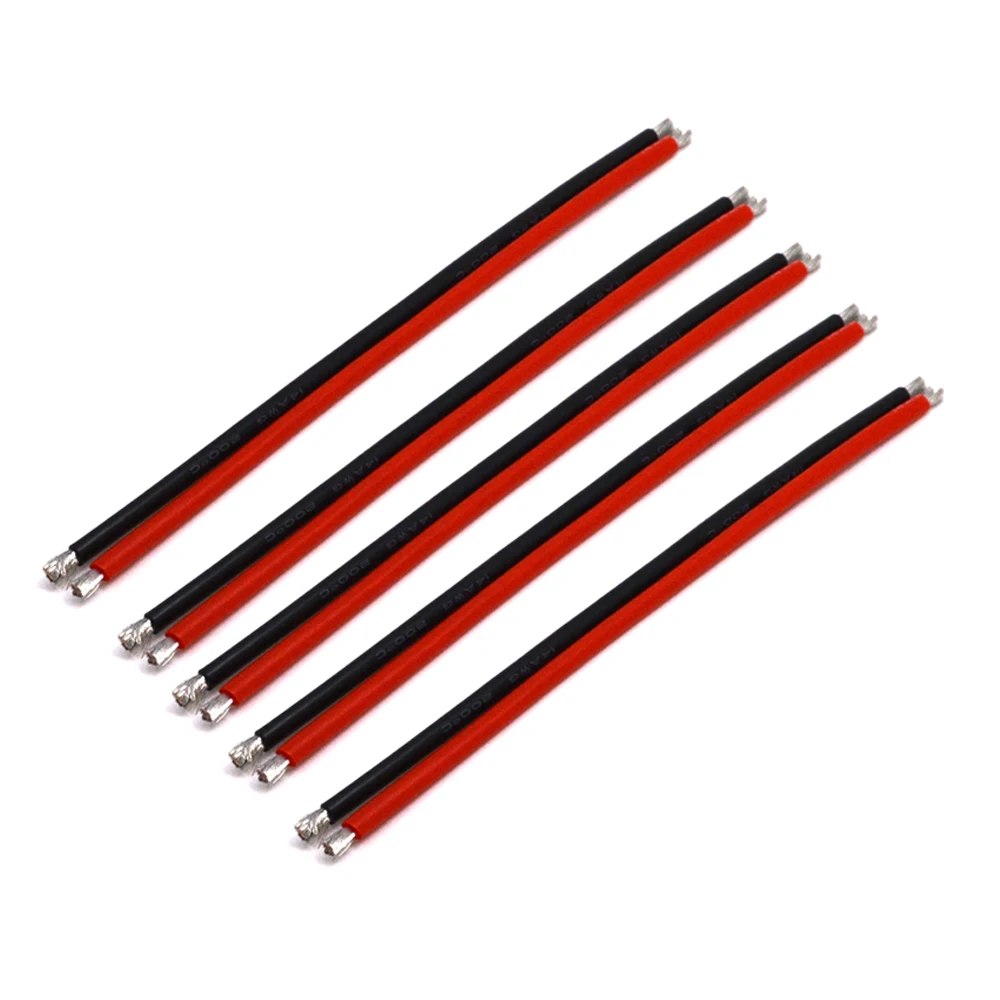 10 PCS Red and Black 14 AWG 200 Degrees Celsius Heavy Duty High