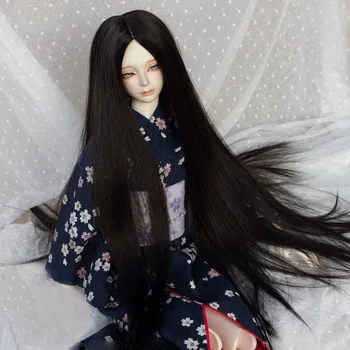 

BJD doll wigs black long straight hair High-temperature wire hair wigs for 1/3 1/4 BJD DD SD MSD MDD doll wigs
