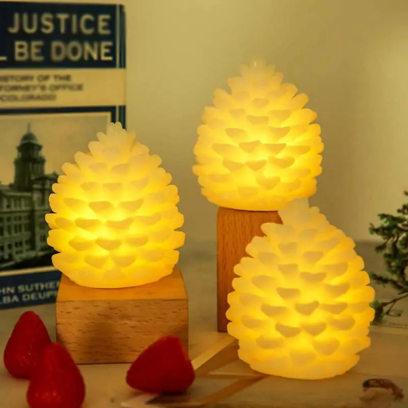 

Creative Pine Cone Light Christmas Tree Led Lamp Soft Silicone Toy Gift Light Desk Table Christmas Tree Toppers Decor Night Lamp
