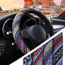 Yosolo linho universal elástico capa de volante do carro estilo étnico acessórios do carro