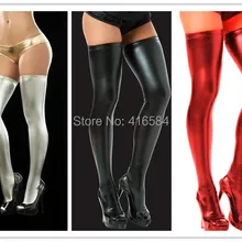 Сексуальная искусственной кожи чулки металлический красный / черный / серебристый бедро-высокие чулки для женщин фетиш или аксессуар