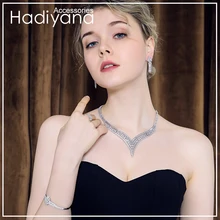Hadiyana модный серебряный цвет Цирконий Свадебный ювелирный набор Женские Ювелирные наборы для женщин TZ8028