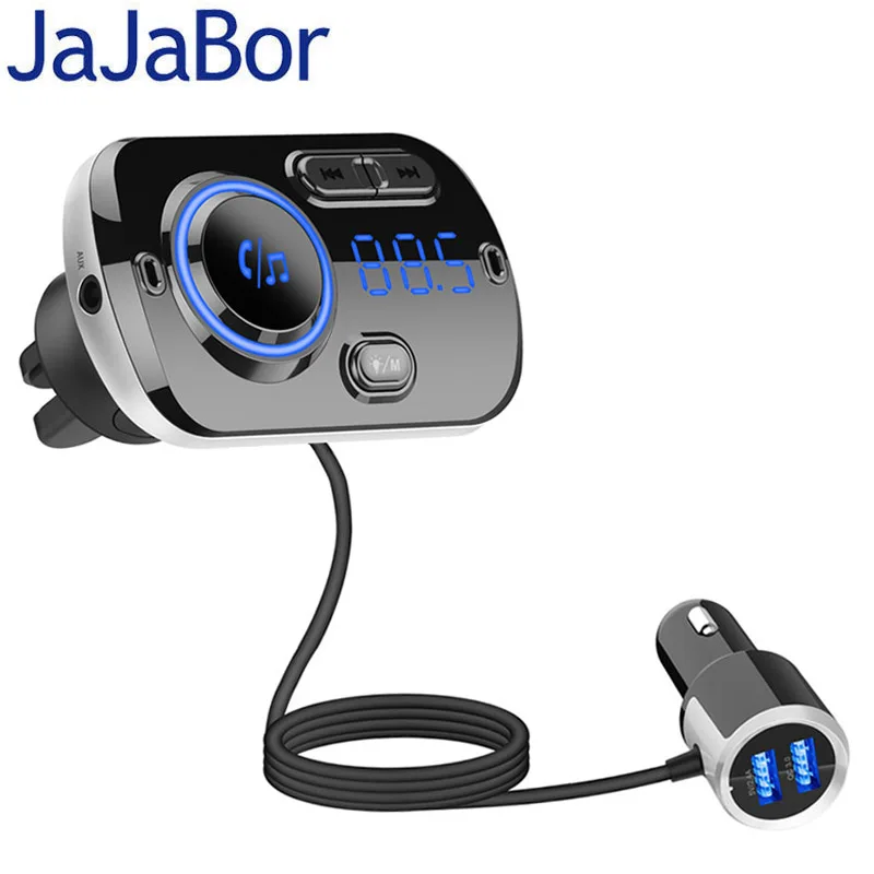 

JaJaBor Bluetooth 5.0 Carkit Handsfree FM Transmitter AUX Audio Car Player A2DP Wireless Car MP3 Player Support TF Card Playback