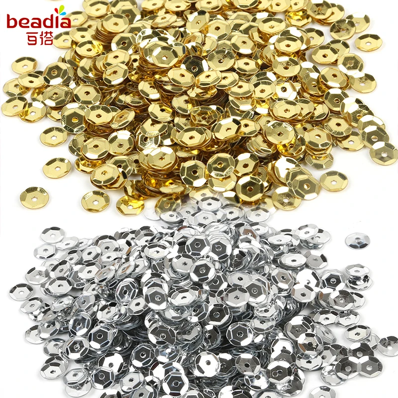 

20g Silver Cup Sequin 6mm Flat Round PVC loose Sequins For Crafts Sewing Decoration 1200pcs DIY Accessory Lentejuelas Para Coser