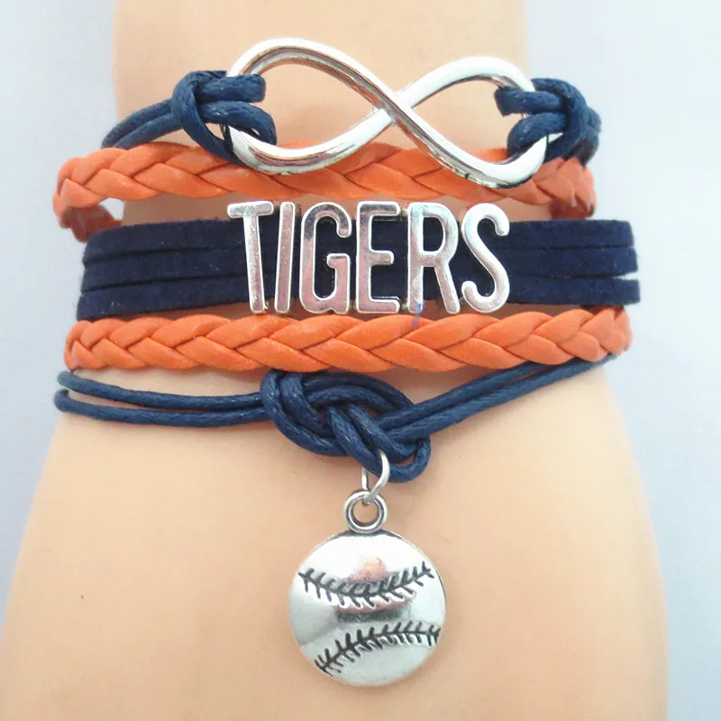 Infinity TIGERS baseball Sports Team Bracelet Sports wish friendship