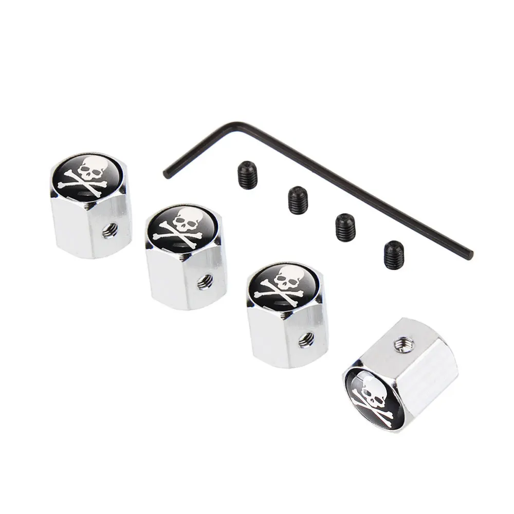 Dsycar 4Pcs/Set SKULL Style Bike Motorcycle Car Tire Valve Stem Caps