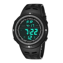 Мужские цифровые водонепроницаемые часы спортивные защищенные часы круглые простые часы с сигнализацией светящиеся цвета