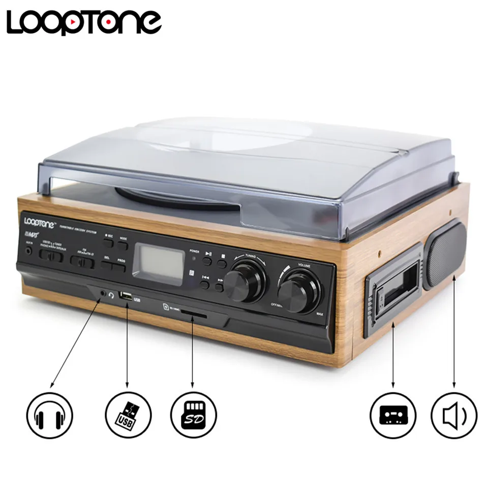 LoopTone 3 скоростной Bluetooth проигрыватель для виниловой записи встроенный динамик