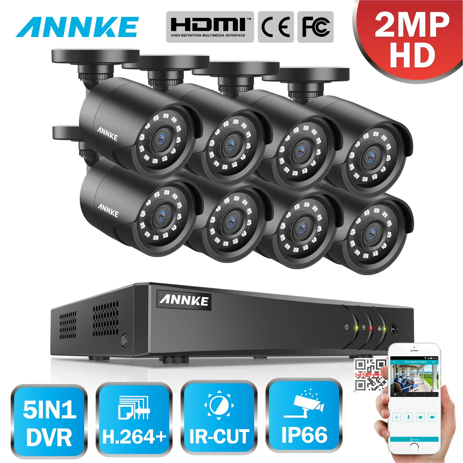 ANNKE 1080 P CCTV камеры DVR Системы 4 шт Водонепроницаемый 2.0MP HD-TVI пуля Камера s дома видеонаблюдения комплект обнаружения движения