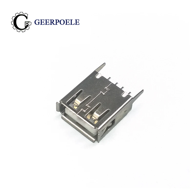 

10 Pcs/Lot USB Port 2.0 Type A Female 4 Pin Charge Plug Right angle 180 Crimping Charge Plug Socket Jack Connector Wire Adapeter