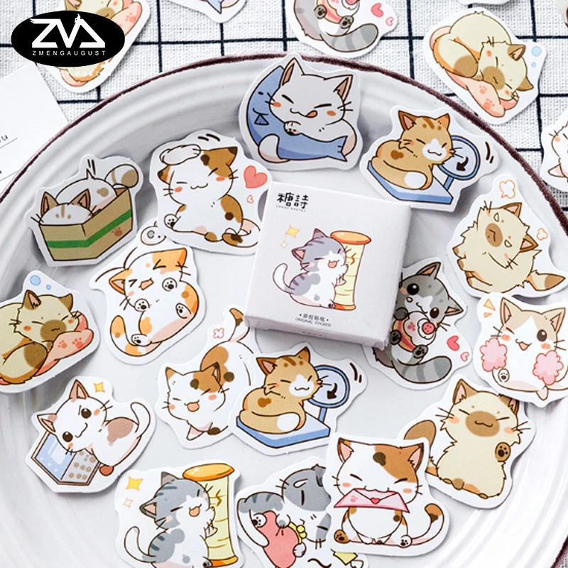 45 pcslot cute cat mini paper sticker decoration diy scrapbooking