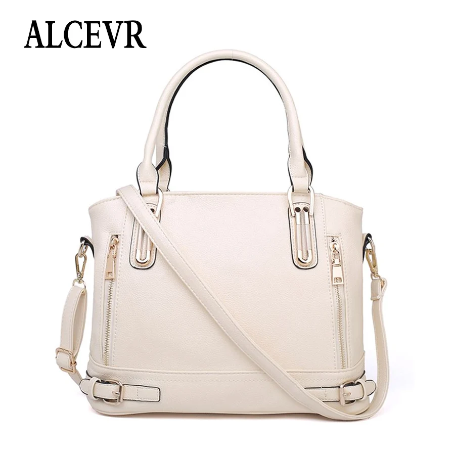 

ALCEVR Litchi Solid Color Pu Leather Handbags For Women Patchwork Female Shoulder Bag OL Business Style Ladies Casual Tote