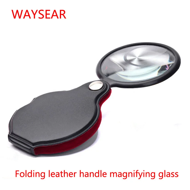 

Lightweight Folding leather handle magnifying glass 6X magnifier 8X magnified for Old man reading helping hand