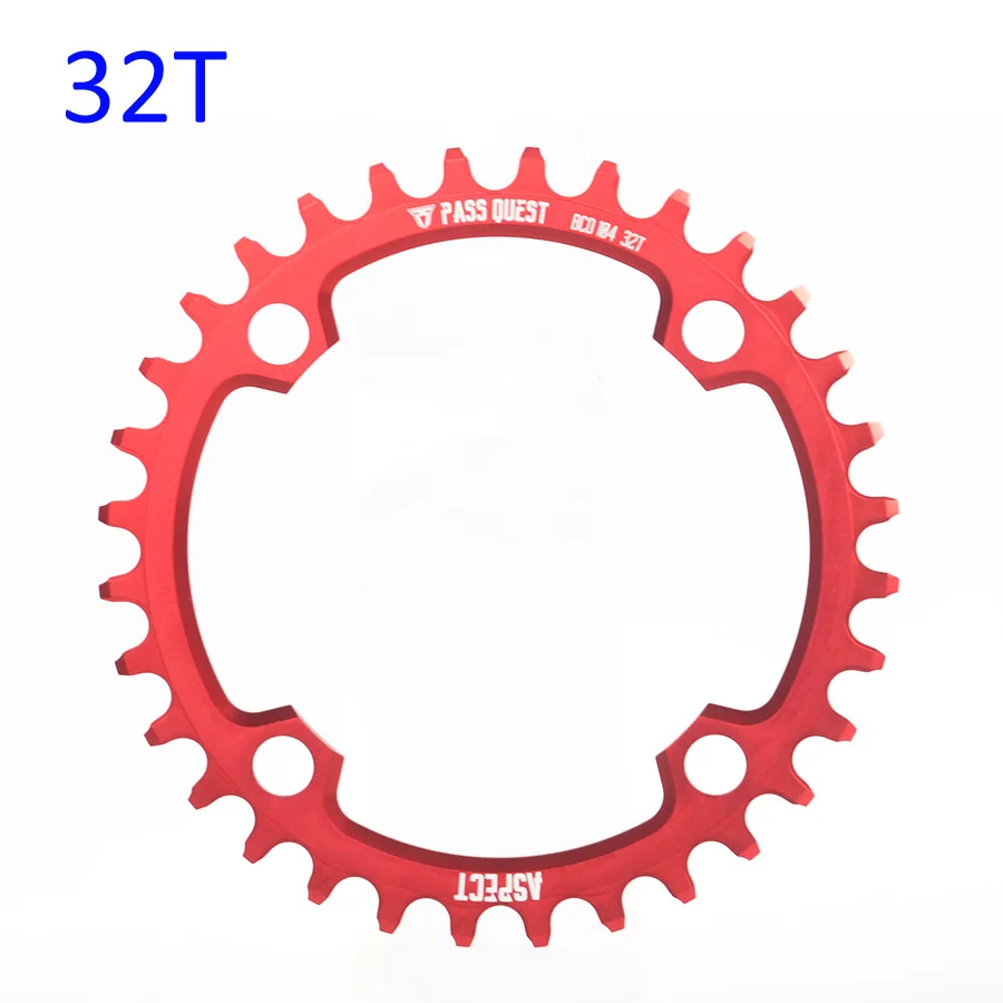 Пройти квест узкий широкий Звездочка 104BCD MTB горный велосипед велосипедный спорт 32 т 36 40 42 46 48 шатуны зуб части пластины - Цвет: 32T Red
