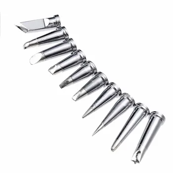 

10pcs Silver High Hardness Iron Tip Soldering Tip Welding Head for Soldering Rework Station Soldering Iron Station