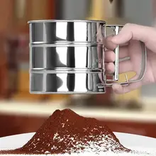 1 шт. шейкер SUS 304 из нержавеющей стали кондитерское Сетчатое сито Механическая глазурь для выпечки шейкер для сахара чашка-просеиватель форма сито Мода