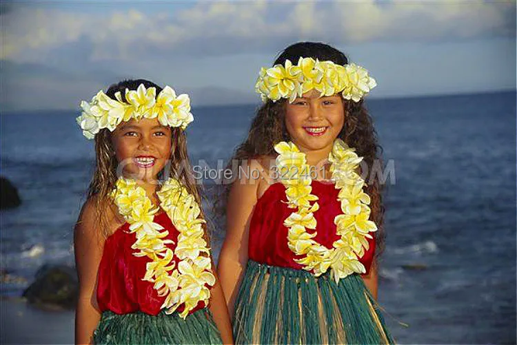 40 см Товары для праздников и вечеринок Детские Гавайский Гавайская юбка голубой цветок вечерние пляжное платье для танцев 1 компл./лот