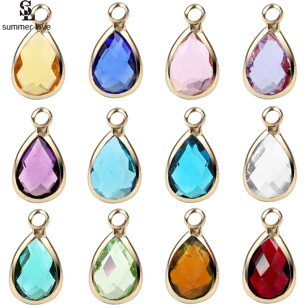 Wholesale 10pcs/lot Colorful Imitation Crystal Birthstone Charms