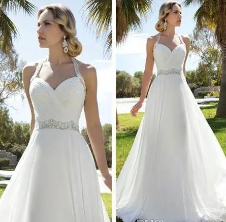 2016 blanco al aire libre simple modest vestidos de novia de gasa