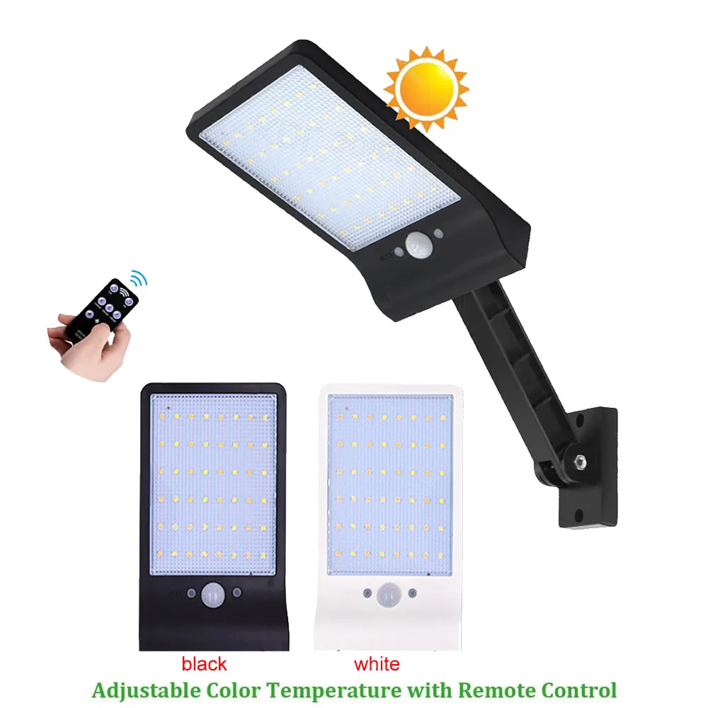 

48 led Solar Powered Wall Light PIR Motion Sensor Street Outdoor IP65 Waterproof Pathway Garden Fence Lamp remote co spot light