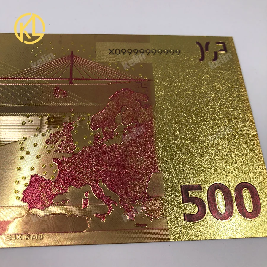 Euro Banknote Ornament Colorful European Banknote 500 Euro in 24K Gold Foil Fake Money 10Pcs/Lot for Gifts