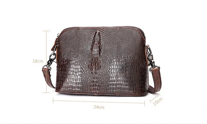 Гарантия натуральная кожа женская сумка мессенджер винтажная сумка через плечо женская сумка через плечо мягкая крокодиловая сумка для девушек - Цвет: Хаки