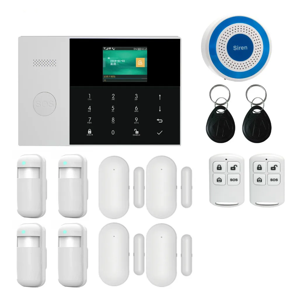 Dual network Wireless WiFi 3G WCDMA GSM GPRS home Alarm system APP remote control with 2.4 inch LCD for smart Home Security