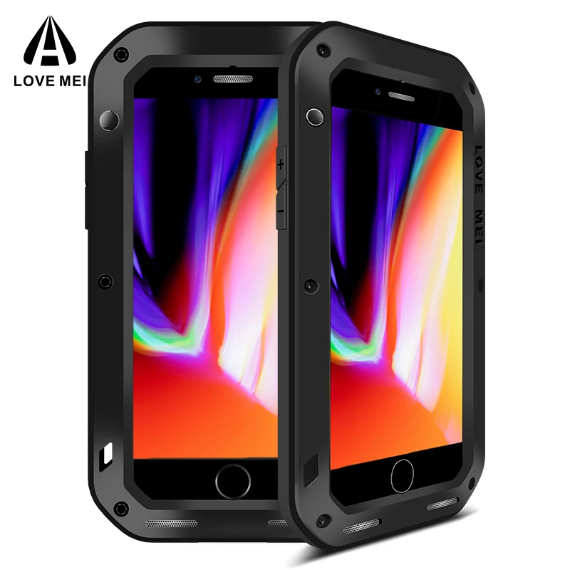 

LOVE MEI Aluminum Metal Case For iPhone 8 8 Plus Cover Powerful Armor Shockproof Life Waterproof Case For iPhone 8 8 Plus Coque