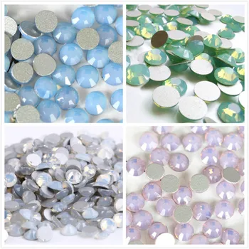 

All Sizes Blue/Green/White/Pink Opal Crystal Nail Art Rhinestone decorations 3D Flatback Glass Non HotFix Garment