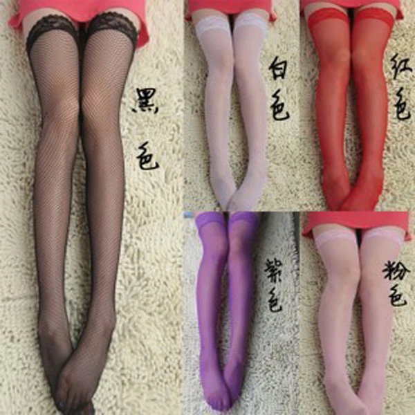 

5 Color Sexy Women Core-Spun Lace Stockings Knee Socks Lady Sexy Charming Fishnet Stockings Mesh Net Temptation Stockings