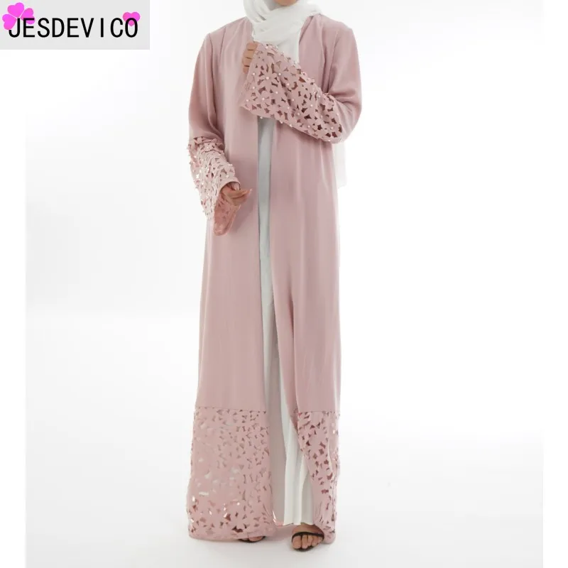 

Luxurious Cardigan women's summer solid Hand-set pearl Hollow Ocollar long sleeve female loose windbreaker 2019 Full length coat