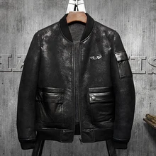 Америка B3 летная куртка черная короткая меховая кожаная куртка мужская дубленка импортная шерсть из Австралии Мужская овчина Авиатор