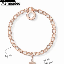 Звено цепи Шарм Браслеты розовое золото-цвет модный подарок для женщин Европейский Стиль Электрический вездеход на ДУ аксессуары