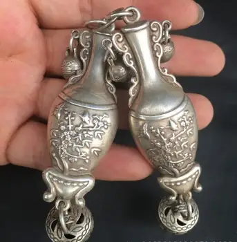 

Collection of antique white copper silver plated vase pendant a pair of old vase accessories. free shipping
