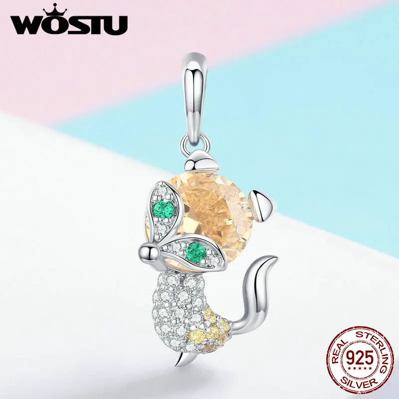 

WOSTU Real 925 Sterling Silver Little Fox Beads Fit Charm Bracelet & Necklace Pendant For Women Wedding Jewelry Gift FIC1057