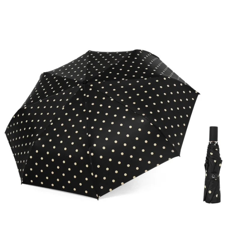 

Fashion Dot Design Women Rain Umbrella Five-folding Pocket Umbrella Female Anti-UV Sun Umbrellas Tri-fold Parasol