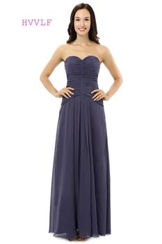 

HVVLF 2019 Cheap Bridesmaid Dresses Under 50 A-line Sweetheart Floor Length Purple Chiffon Wedding Party Dresses