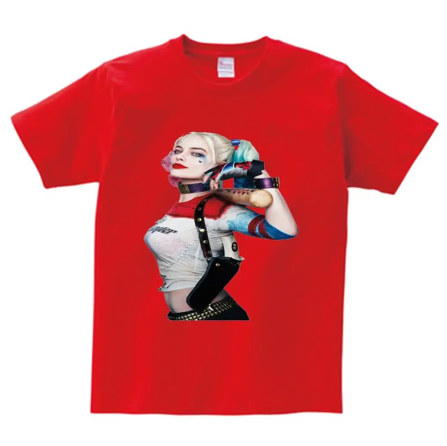red childreT-shirt Новая футболка отряд самоубийц для мальчиков и девочек, футболки Харли Куинн Джокер Детская футболка белая одежда с короткими рукавами NN - Цвет: red childreT-shirt