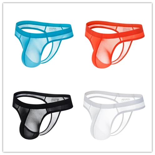 

JOCKMAIL Ice Silk bikini Gay underwear men thong g string slip homme Jockstrap men's briefs Male sexy Lace tanga Panties
